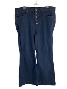 torrid Dark Blue Button-Fly Bombshell Flared Jeans Premium Stretch Size 20 Short